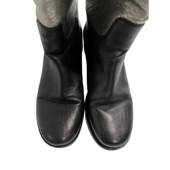 Chanel Two-Tone Leather Riding Boots in Black/Silver - Picture 4 of 6